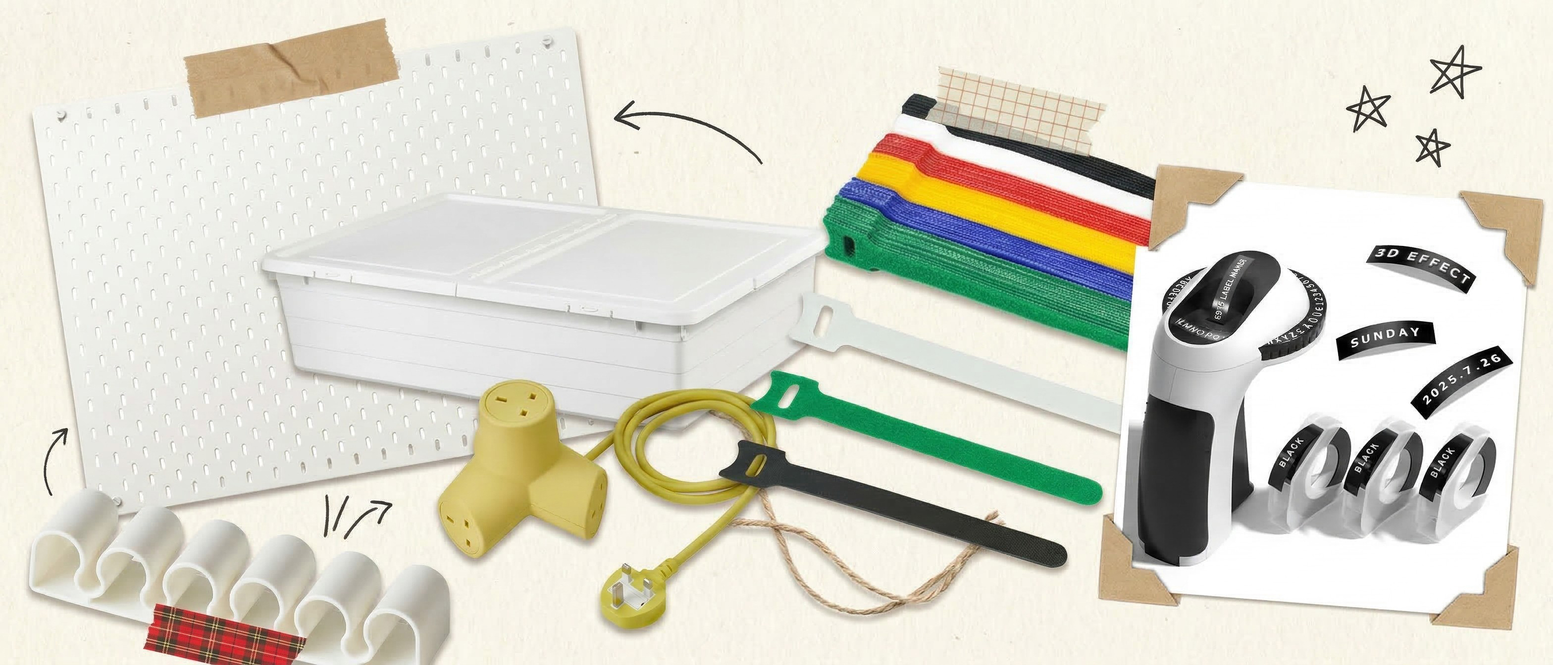 Collection of storage and tidying gadgets