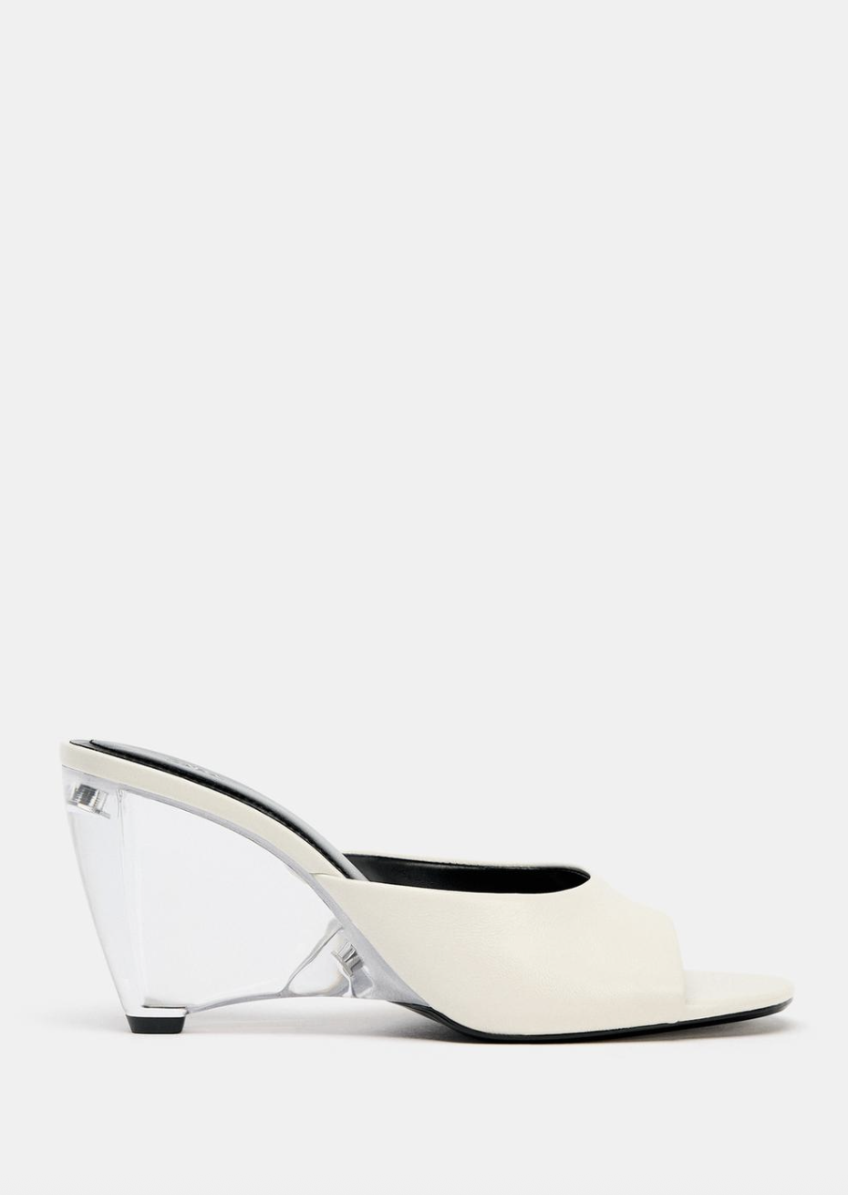 ZARA, Transparent Wedge Leather Mules
