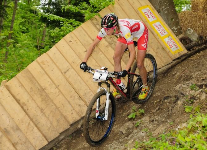 Katrin Leumann (Ghost Factory Team) descending from the top of the course