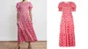 Kitri Persephone Shirred Pink Tile Print Dress
