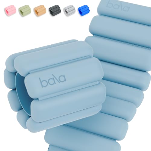 Bala Bangles Wrist &amp;amp; Ankle Weights for Women &amp;amp; Men - 1 Lb Adjustable Weighted Bands - Soft Silicone Arm &amp;amp; Leg Weights for Pilates, Yoga, Walking, Barre, Home Workout &amp;amp; Strength Training Exercise