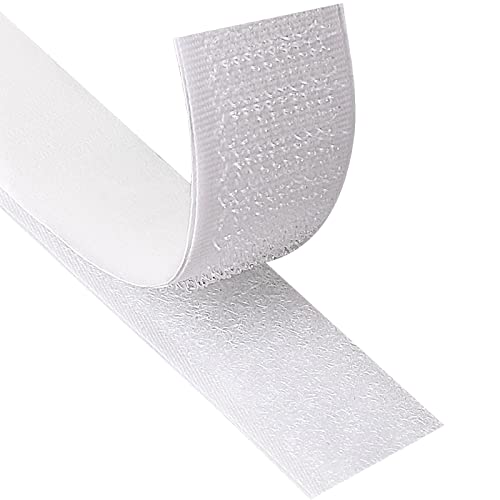 Blooven Hook and Loop Strip Tape 8 Meter Self Adhesive Sticky Back Fastening Tape 20 Mm Wide (20 Mm X 8 M, White)