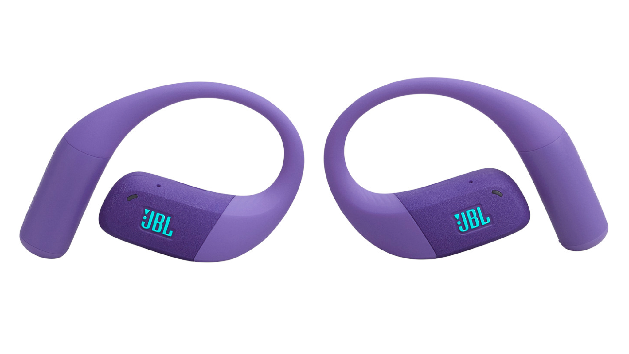 A product shot of the JBL Endurance Zone headphones in purple against a white background