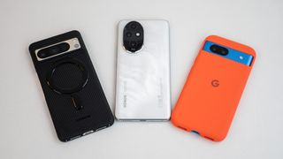 A Google Pixel 8a, Google Pixel 8 Pro, and Honor 200 Pro