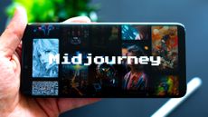 Midjourney logo on phone 