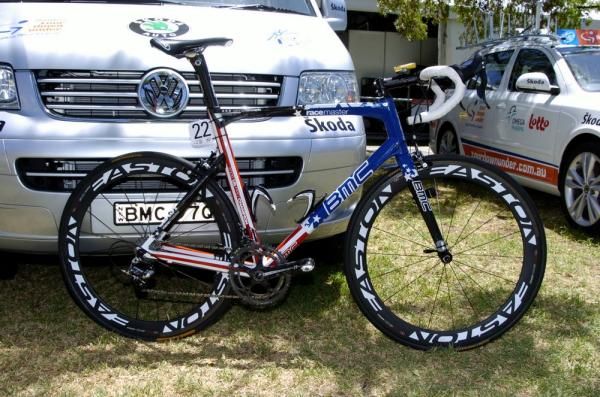 Everything about George Hincapie's BMC racemaster SLX01 is big, made to fit all 6'3" of the USPro Champion.