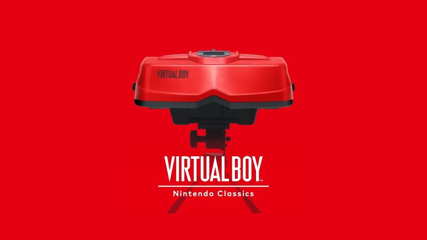Promotional image featuring the Virtual Boy console for the upcoming Virtual Boy - Nintendo Classics collection on Nintendo Switch and Nintendo Switch 2.
