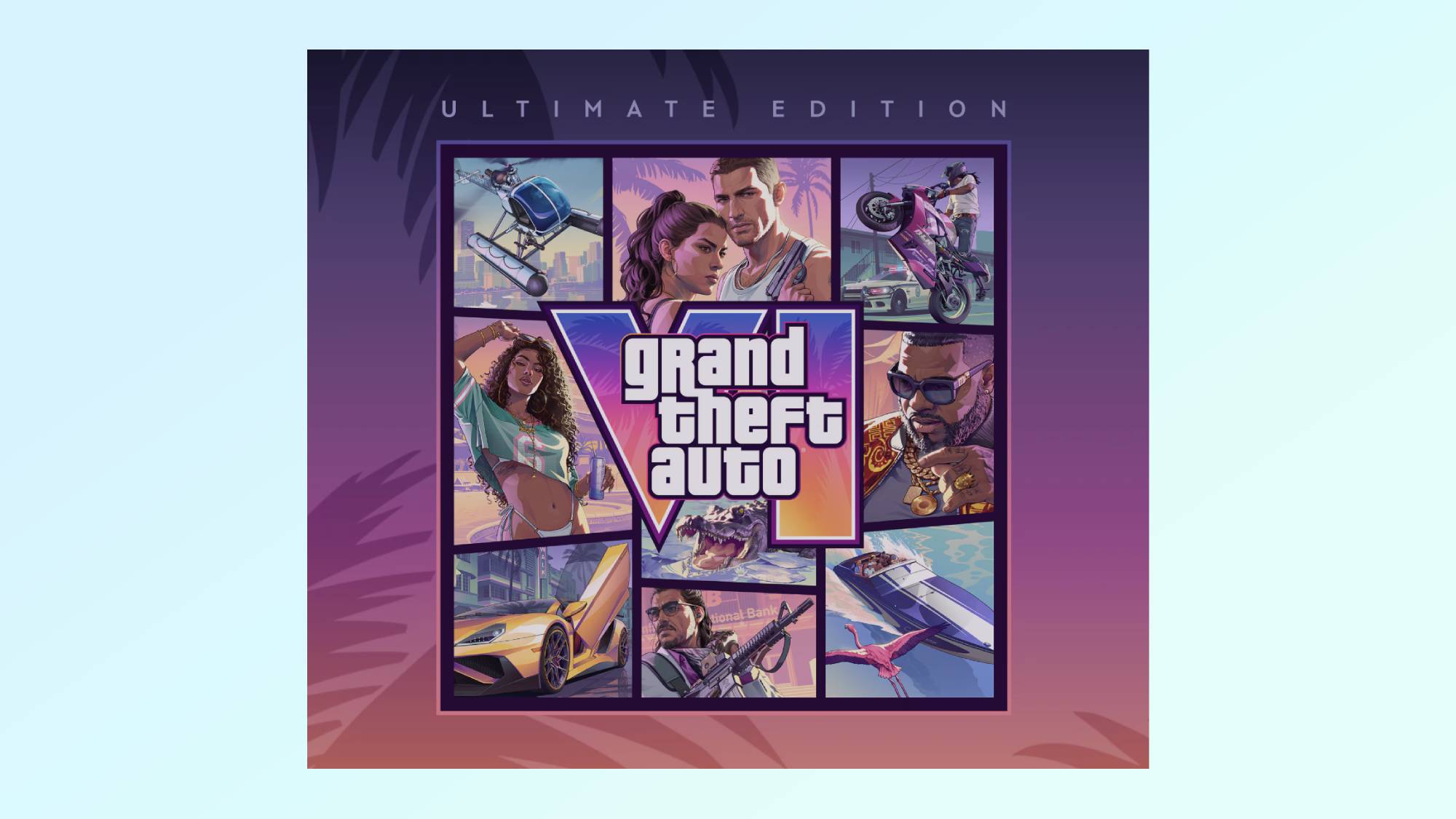 GTA 6 Ultimate Edition boxart on a blue background