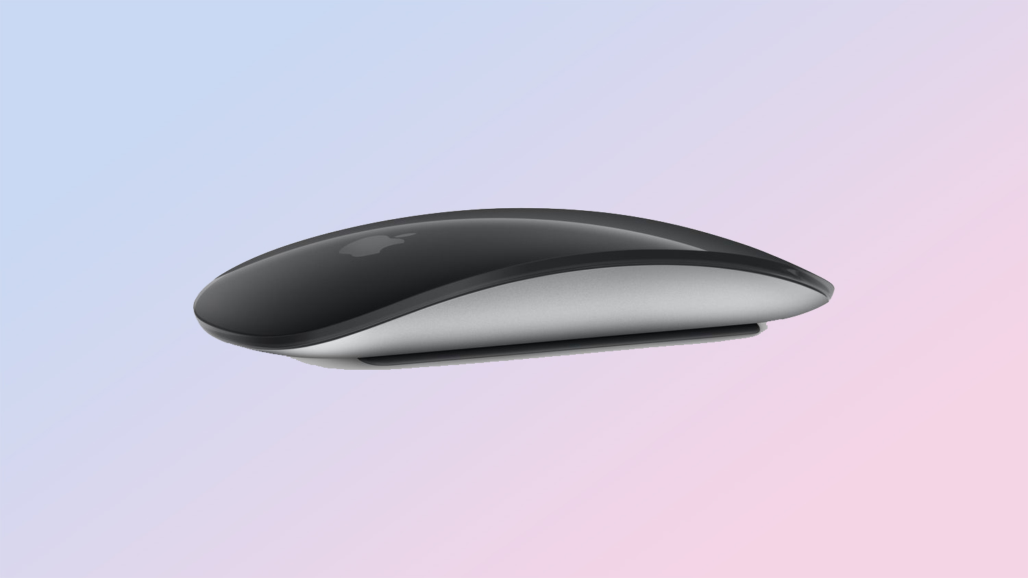 black apple magic mouse on lilac background