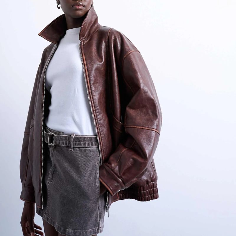 Topshop bomber jacket on model 