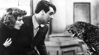 Katharine Hepburn, Cary Grant and a leopard in Bringing Up Baby