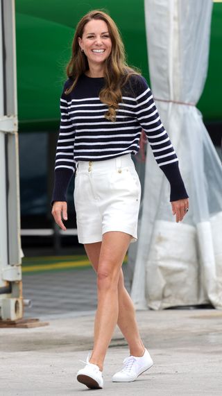 kate middleton wearing white Superga sneakers in 2021