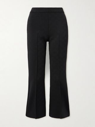 Nsfw Crop Kick Checked Stretch-Jacquard Knit Flared Pants