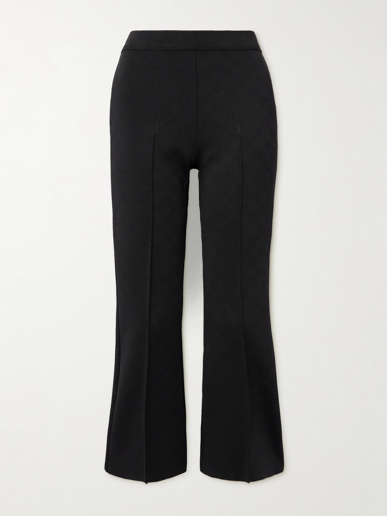 Nsfw Crop Kick Checked Stretch-Jacquard Knit Flared Pants