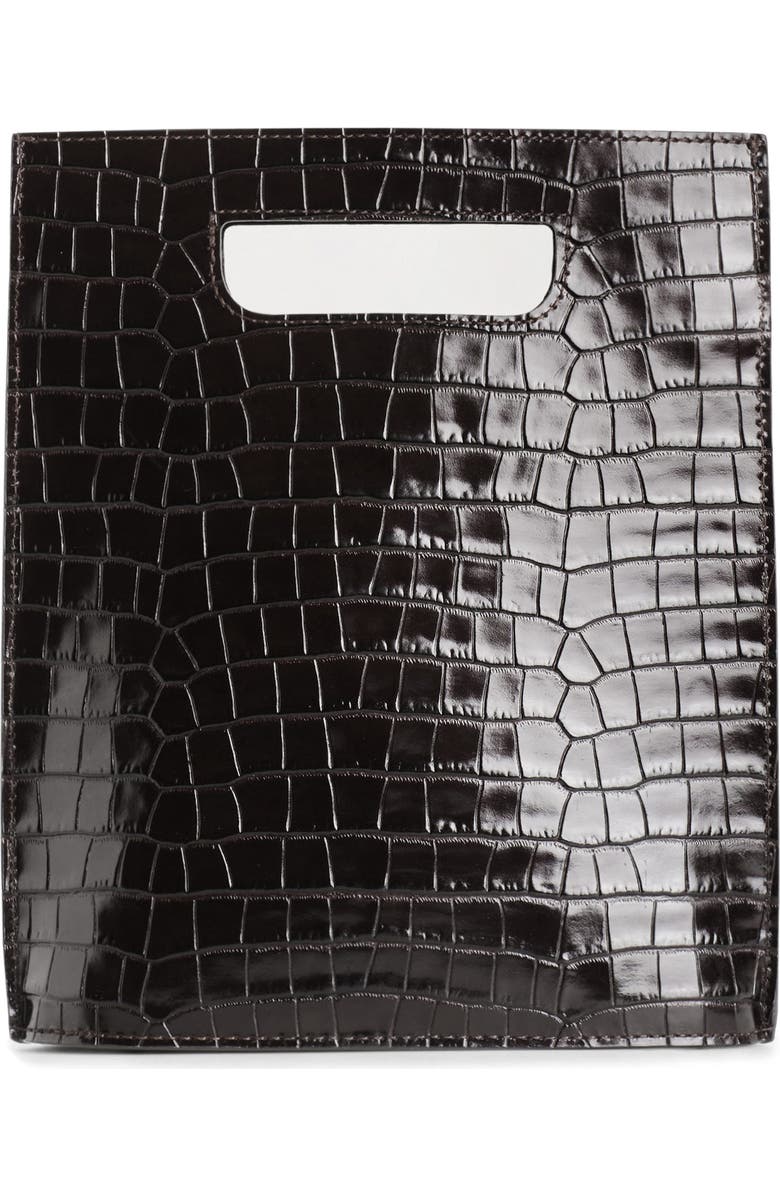 Small Croc Embossed Leather Crossbody Bag