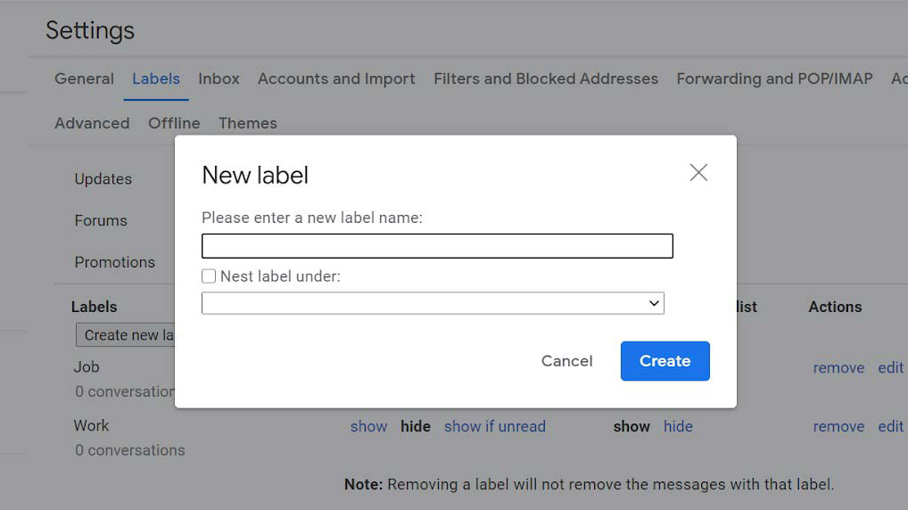 How to create folders in Gmail