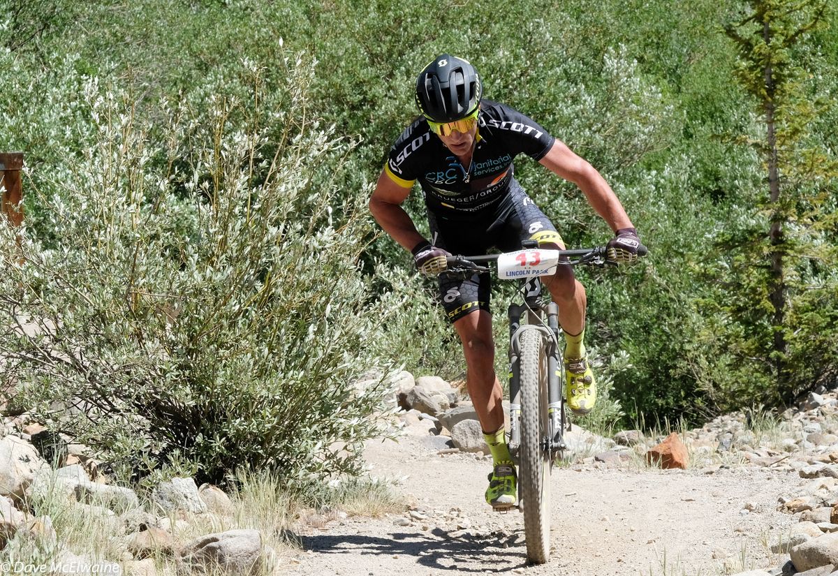 Caleb Johnson(CRC Janitorial-Scott) hammering out of the saddle near the end of the first lap