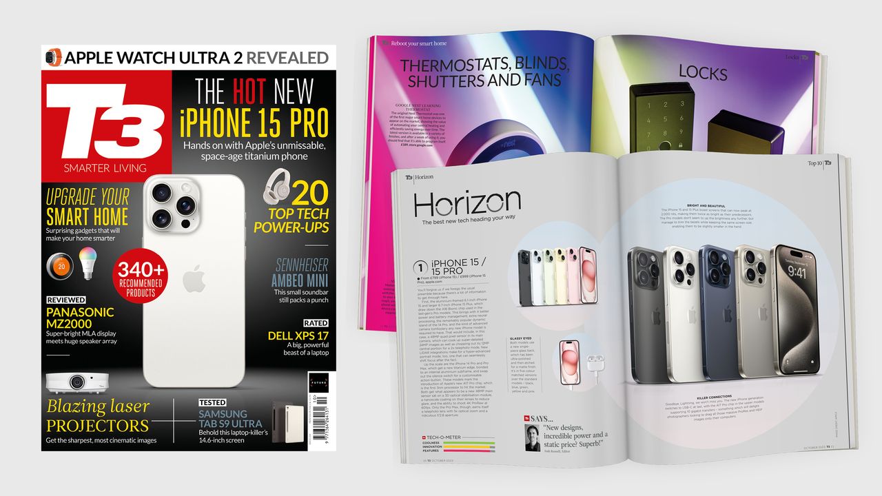 The cover of T3 352, featuring the coverline &#039;The hot new iPhone 15 Pro&#039;.