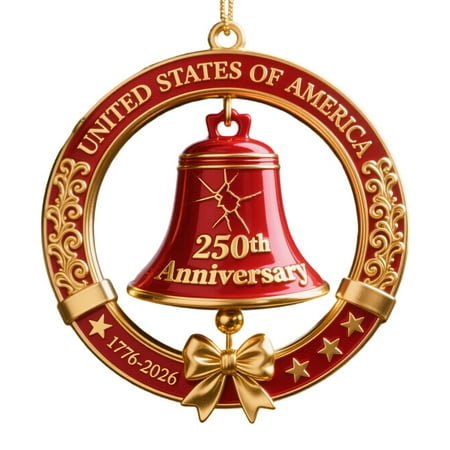 Us 250th Anniversary Ornament, Liberty Bell Acrylic Hanging Decoration Patriotic Bicentennial Commemorative Ornament for Christmas Tree Home Year-Round Display