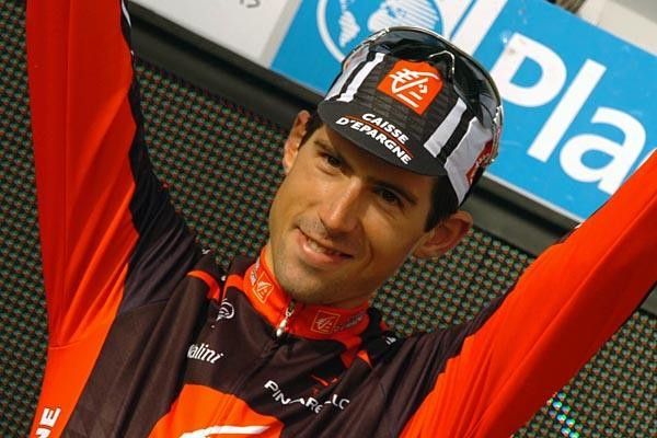 Spain's Imanol Erviti Ollo (Caisse d'Epargne) celebrates his victory.
