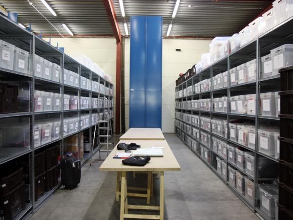 In addition to managing team bikes, the service course also has to keep track of all the team's soft goods. As with everything else in the building, each rider's individual items are kept together and every item is impeccably organized.