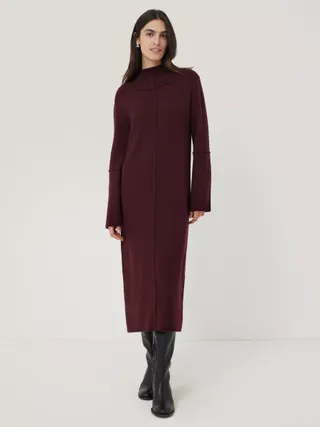 Jigsaw Compact Wool Blend Dress, Burgundy