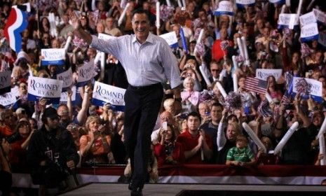 Mitt Romney arrives at a campaign rally at SeaGate Convention Centre on Sept. 26 in Toledo, Ohio: Romney could see a &amp;quot;media bounce&amp;quot; if the press decides to spice up his story with a comeback,