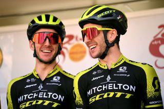 ALCAL DE LOS GAZULES SPAIN FEBRUARY 20 Start Simon Yates of United Kingdom and Team Mitchelton Scott Adam Yates of United Kingdom and Mitchelton Scott Team Presentation during the 65th Ruta del Sol 2019 Stage 1 a 1705km stage from Sanlcar de Barrameda to Alcal de los Gazules 213m RDS VCANDALUCIA vueltaciclistaandalucia2019 on February 20 2019 in Alcal de los Gazules Spain Photo by David RamosGetty Images