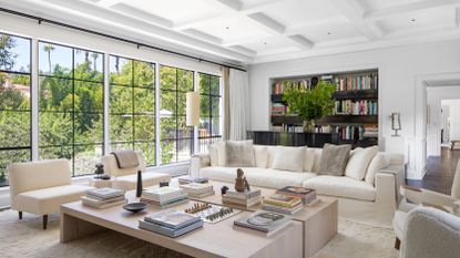 Inside Ellen DeGeneres house in Beverly Hills, living room with minimalist interiors