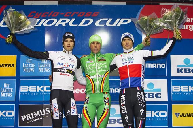Elite men's podium: Niels Albert, Sven Nys, Zdenek Stybar