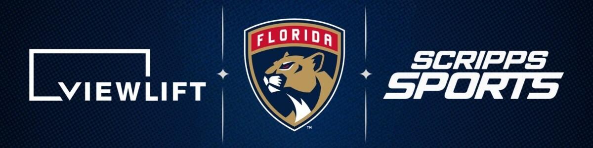 Logos of Florida Panthers, ViewLift and Scripps