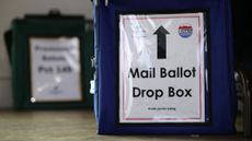 ARLINGTON, VIRGINIA - NOVEMBER 04: A mail ballot drop box is seen at a polling station on November 4, 2025 in Arlington, Virginia. Virginians hit the poll on Election Day to pick their next governor. (Photo by Alex Wong/Getty Images)