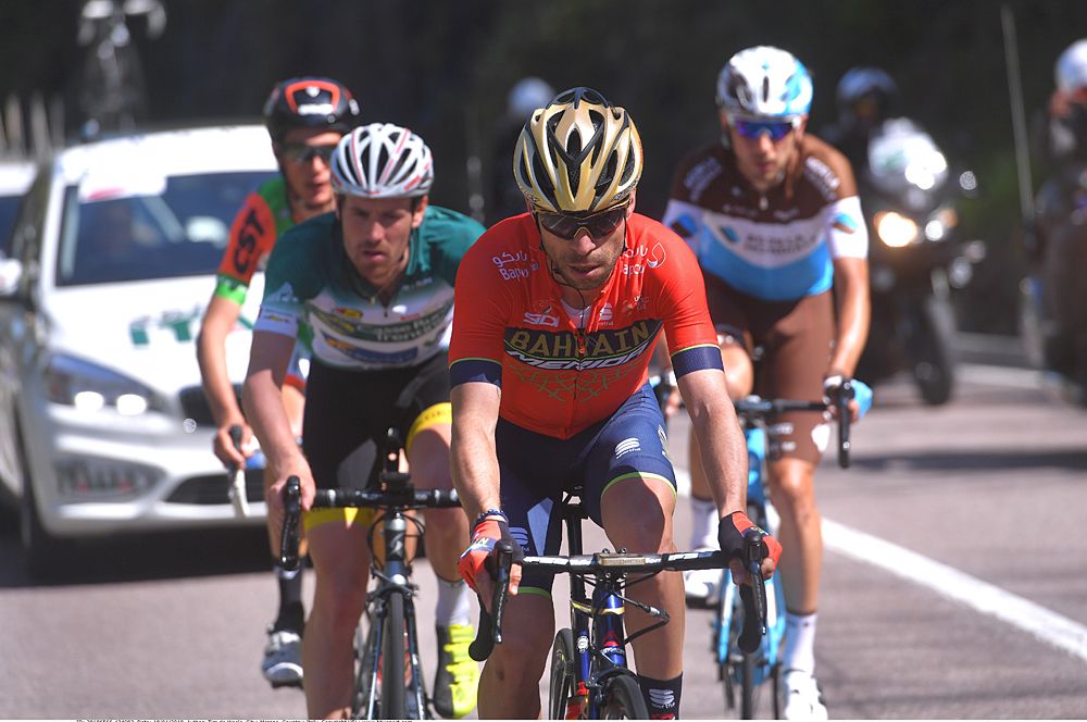 Giovanni Visconti (Bahrain Merida) leads the breakaway at Tour of the Alps stage 3