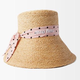 Miu Miu sun hat with polka dot trim
