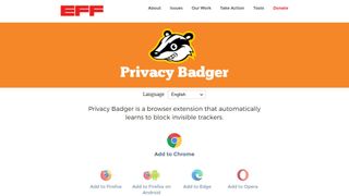 Website screenshot for Privacy Badger