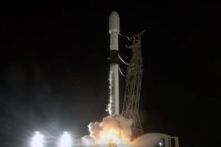 A SpaceX Falcon 9 rocket lifts off with 22 Starlink satellites from Vandenberg Space Force Base in California on Sunday, Oct. 29, 2023.