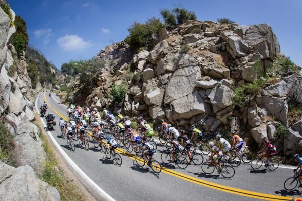The peloton in action during stage 6 at the Amgen Tour of California.
