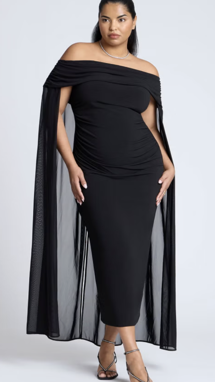 Eloquii, Off The Shoulder Cape Gown