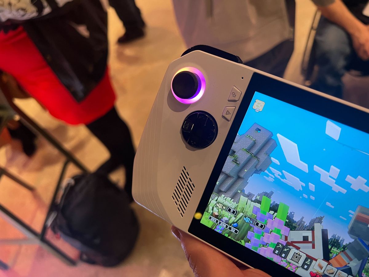 white handheld with honeycomb chassis