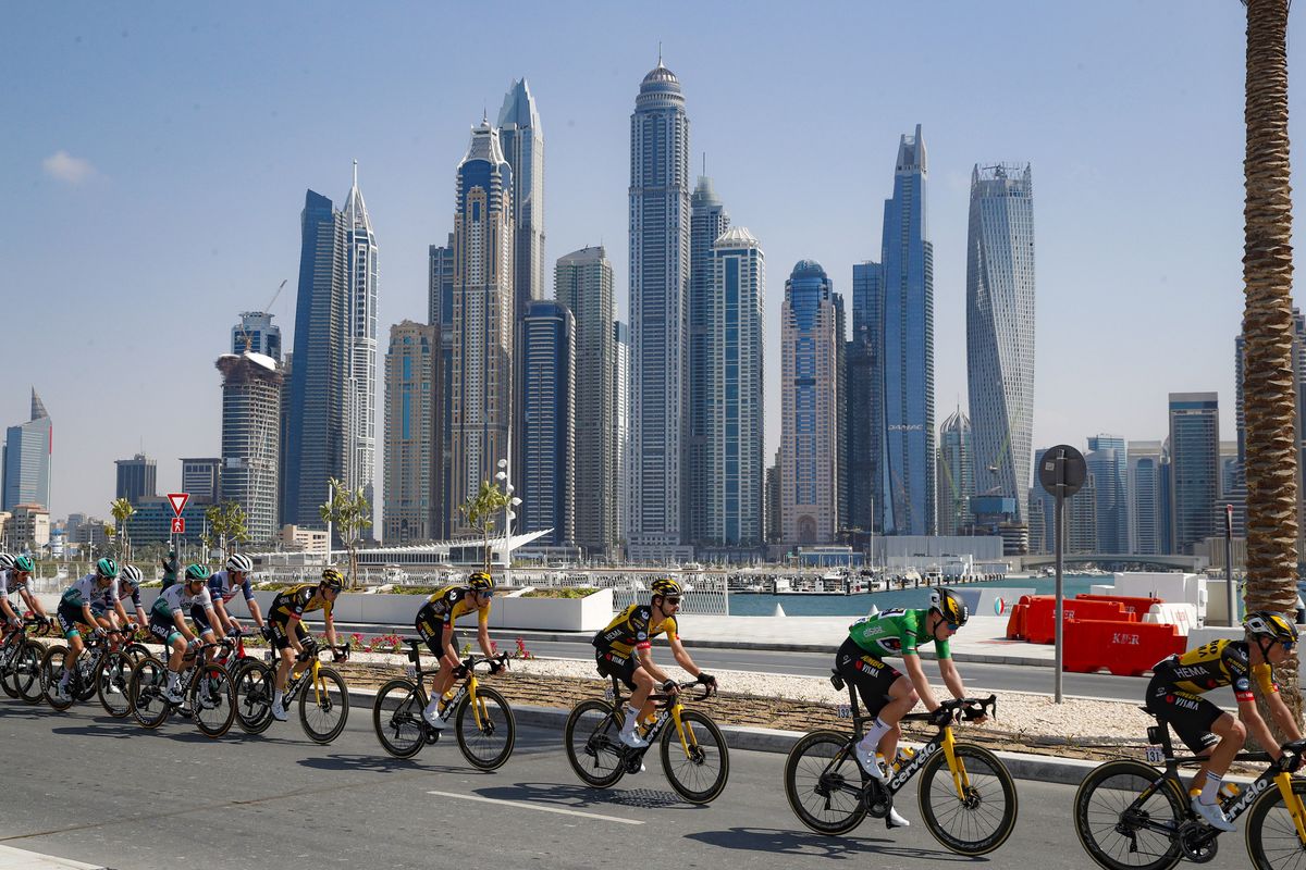 UAE Tour 2021 3rd Edition 6th stage Deira Island Palm Jumeirah 165 km 26022021 Scenery Jumbo Visma photo Luca BettiniBettiniPhoto2021