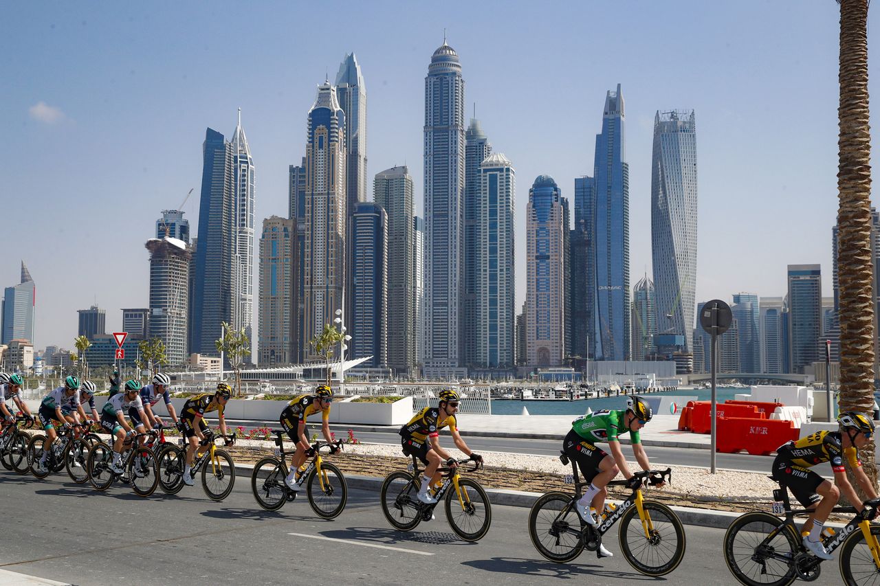 UAE Tour 2021 3rd Edition 6th stage Deira Island Palm Jumeirah 165 km 26022021 Scenery Jumbo Visma photo Luca BettiniBettiniPhoto2021