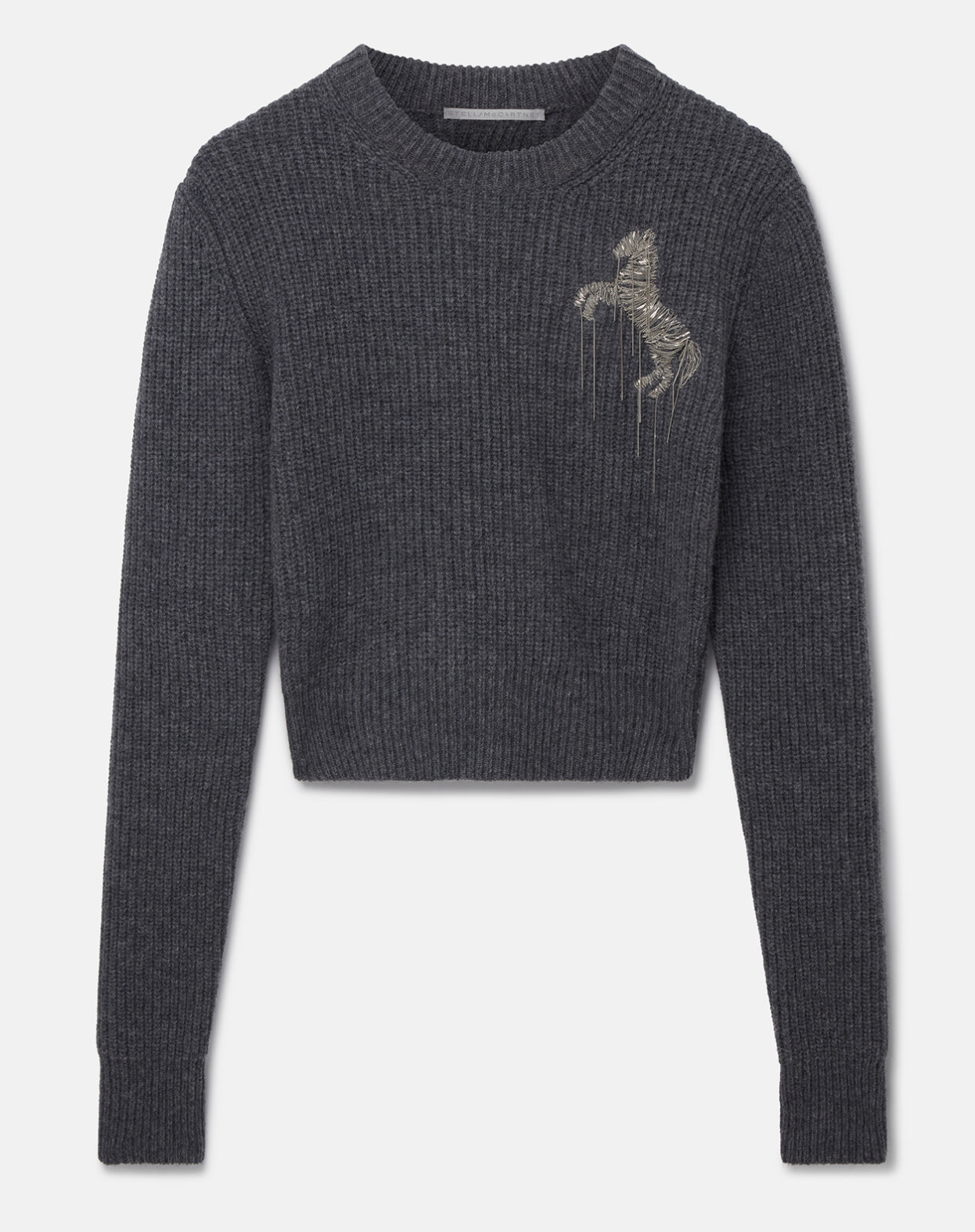 Horse Chain Embroidery Cropped Jumper