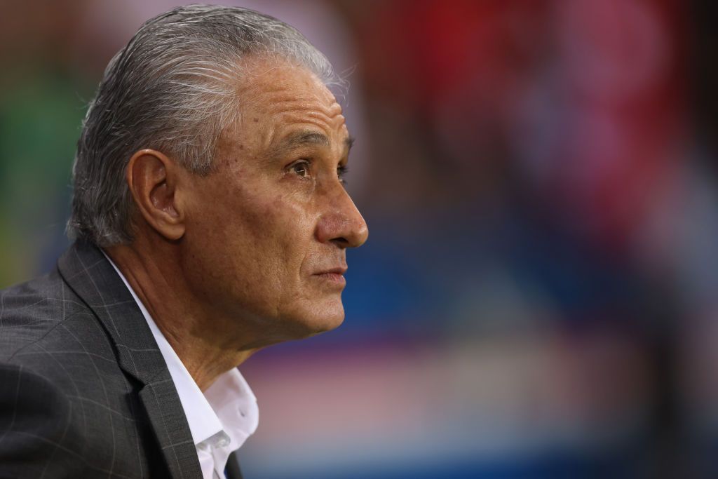 Tite Head coach of Brazil looks on prior to kick off in the Friendly International match between Brasil and Tunisia at Parc des Princes on September 27, 2022 in Paris, France