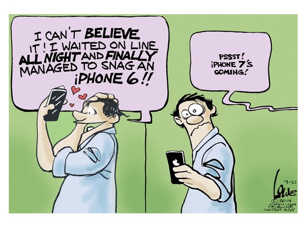 Editorial cartoon iPhone 6 Apple tech