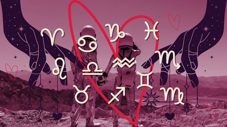 Representation of the zodiac signs in a love-related image