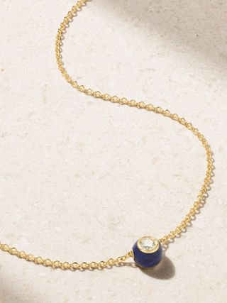 Audrey Small 18-Karat Gold, Diamond and Enamel Necklace