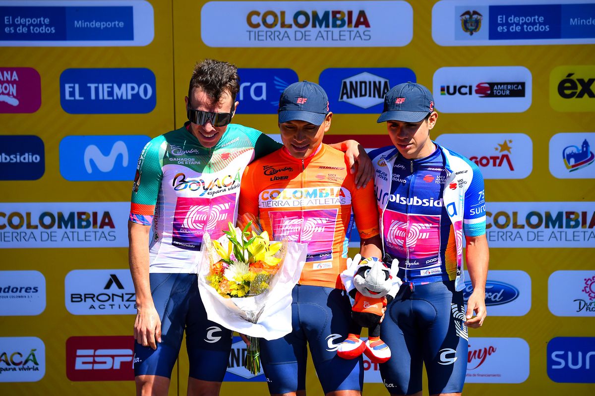 Tour Colombia 2020 3rd Edition 1st stage TTT Tunja Tunja 167 km 11022020 Jonathan Klever Caicedo ECU EF Pro Cycling Rigoberto Uran COL EF Pro Cycling Sergio Higuita COL EF Pro Cycling photo Dario BelingheriBettiniPhoto2020