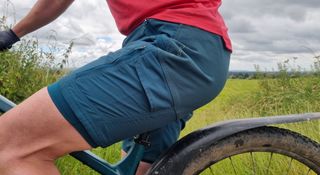 riding view of Endura Women's Hummvee shorts