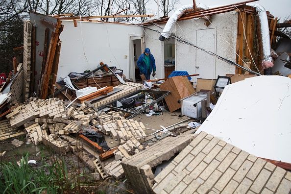 A home destroyed by a tornado in Rowlett, Texas.