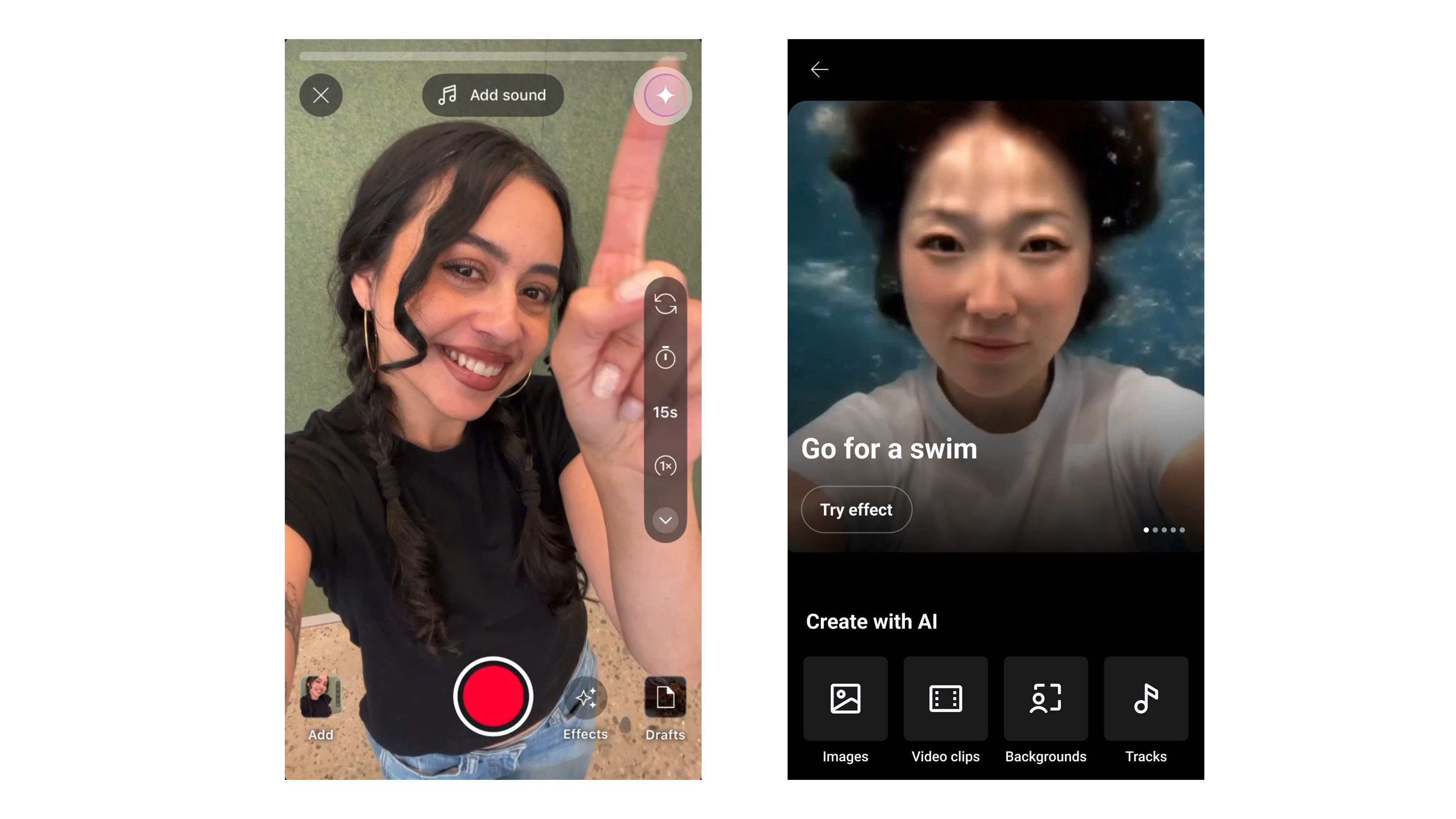 Screenshots of the new YouTube Shorts generative AI features